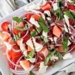 a closeup of watermelon salad