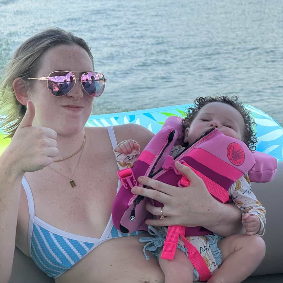 katie and hazel on the boat