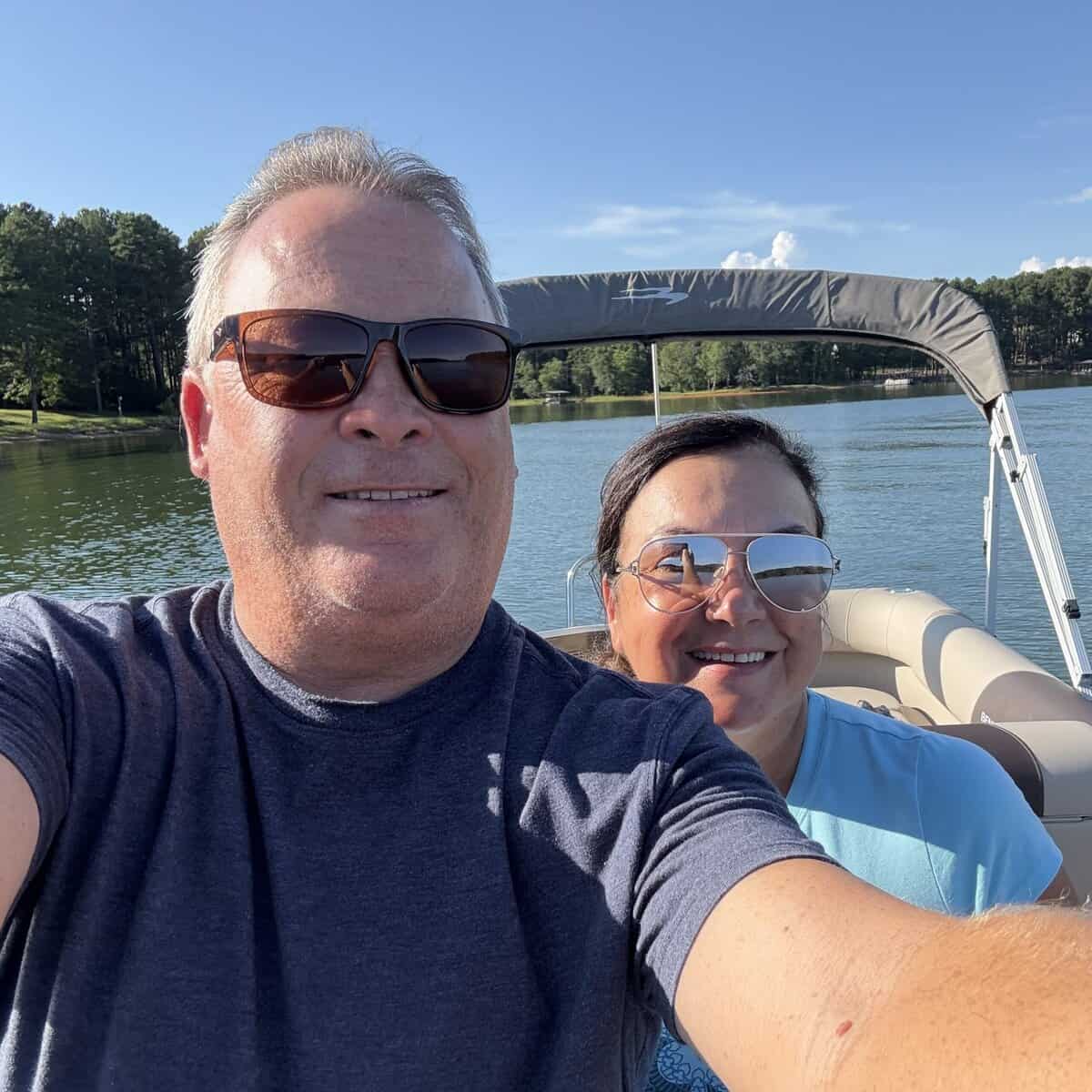 Isabel and Ron on a boat